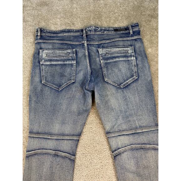 8IGHTH DSTRKT Blue Gray Men's Biker Denim Cargo Jeans Size 42x27 Hemmed B381 - Picture 8 of 16